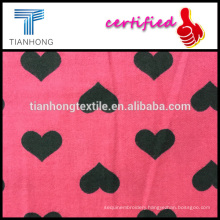 2016 new spring design for ELAND 100 cotton with heart shape printing twill weave wool feeling flannel fabric